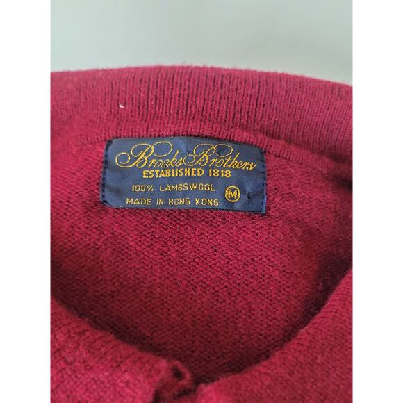 Brooks Brothers Men's 100% Lambswool Collared Argyle Sweater Size M Red Burgundy - Picture 8 of 10